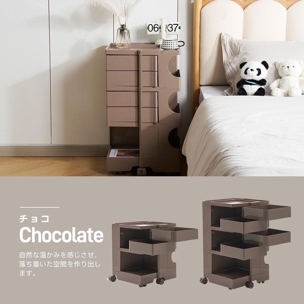 2段回転式収納ワゴン ボビーワゴン キャスター付き ブレーキ付き　5COLOR