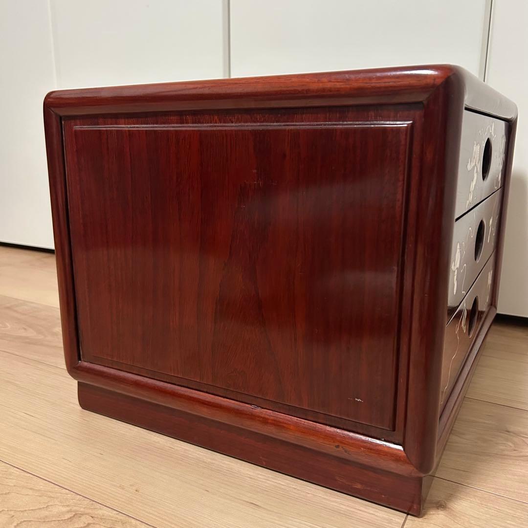 【大幅最終値下げ2】昭和レトロ 螺鈿細工 和箪笥 3段チェスト 葡萄文様 木製