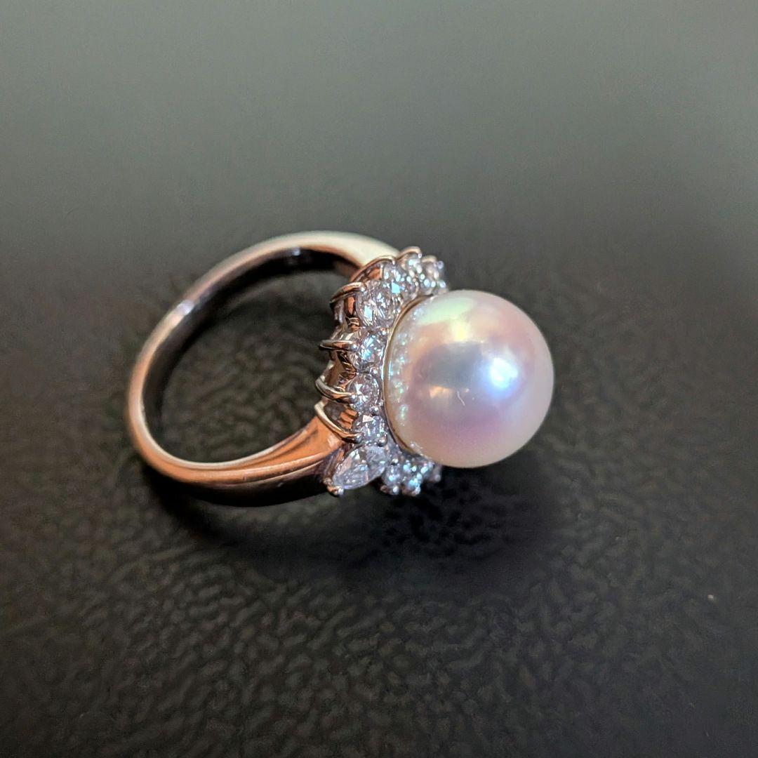 【プラチナ約5.37ｇ】花珠パール10mmプラチナダイヤリング