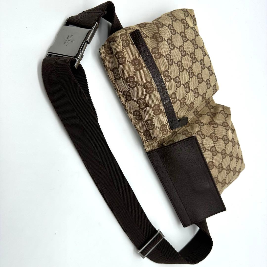 【極美品】GUCCI ボディバッグ ウエストポーチ GG キャンバス ブラウン