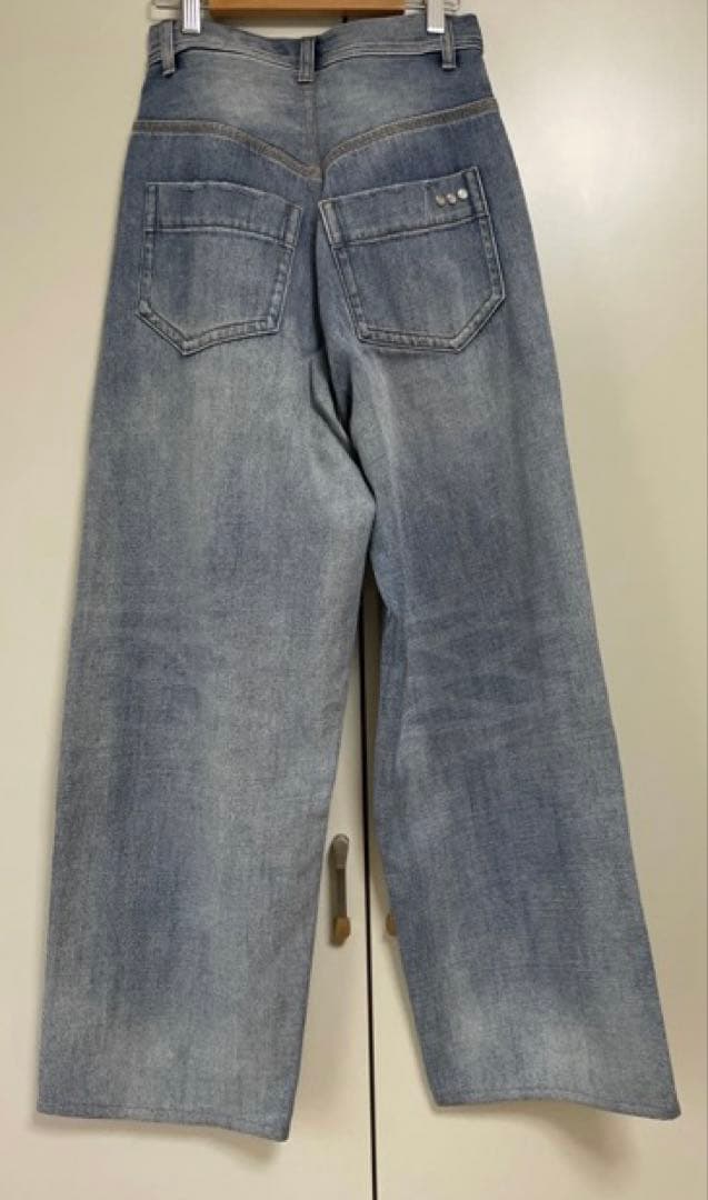 ダブルスタンダードクロージング×AKKO スリットヘムバギーパンツ デニム