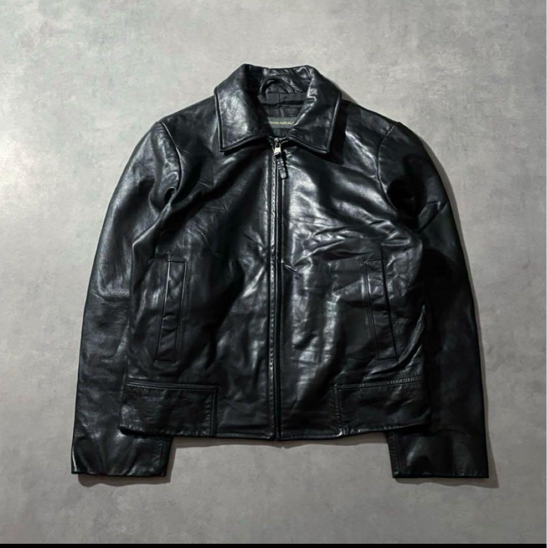 90s BANANA REPUBLIC black leather 希少 短丈