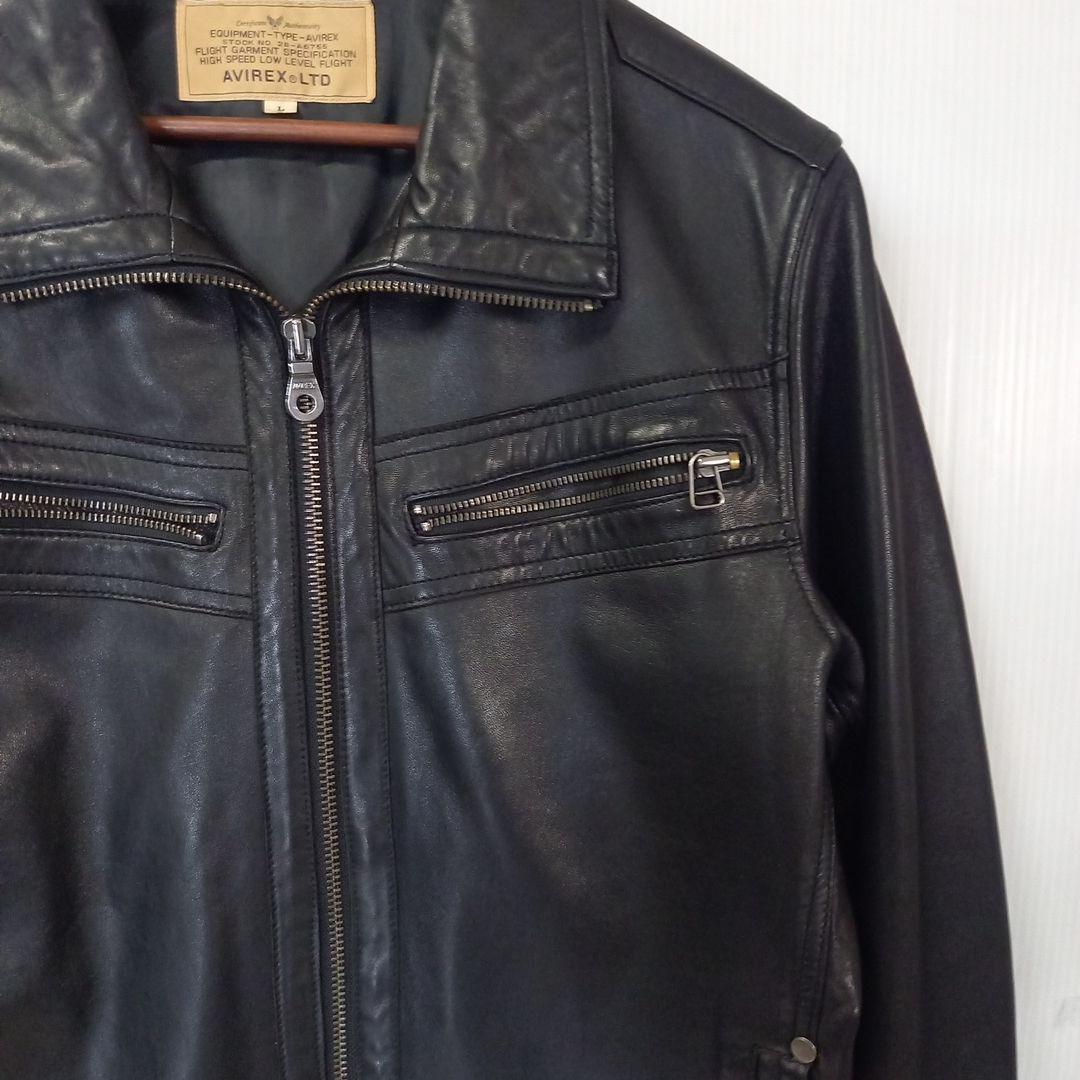 スーパー明日まで！AVIREX ブラック レザー 羊革ジャケット Lサイズ