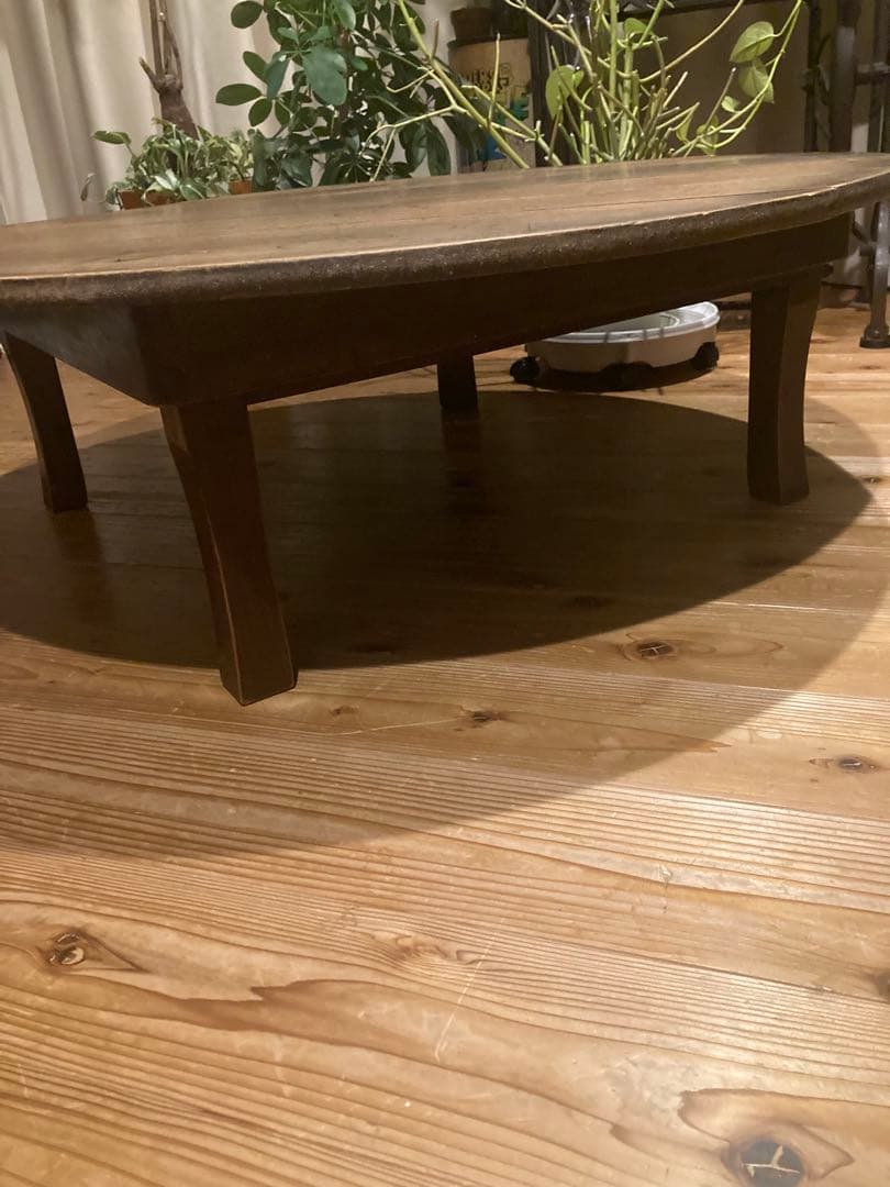 昭和レトロ　古い木製丸ローテーブル　折畳丸ちゃぶ台⑧直径910