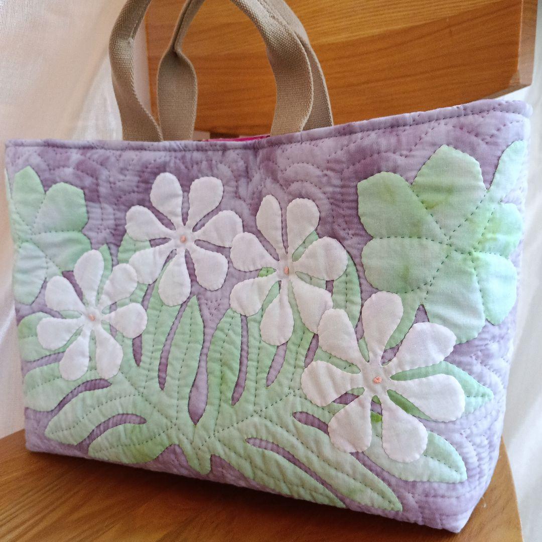 ハワイアンキルト　バッグ　ハイビスカス