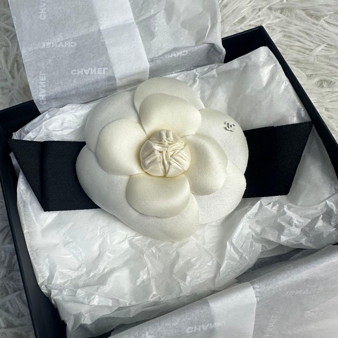 新品同様 CHANEL シャネル カメリア コサージュ ブローチ リボン