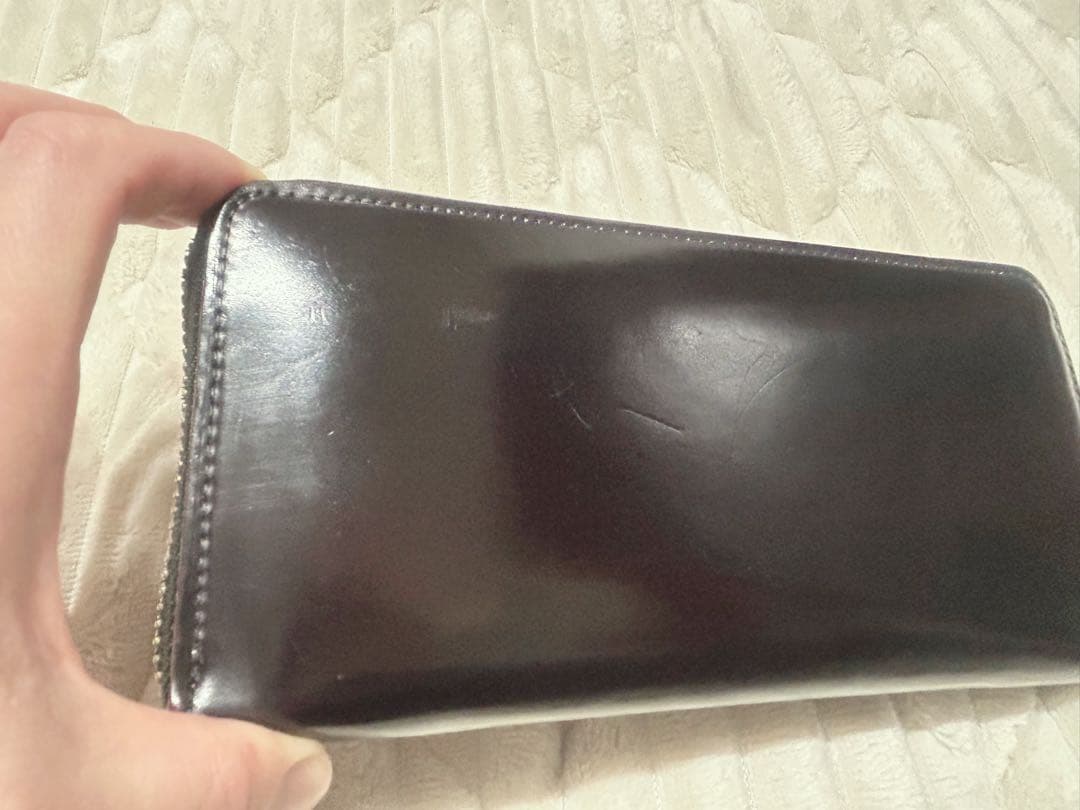 【GANZO】コードバン ラウンドファスナー長財布 ブラック ※wax付き