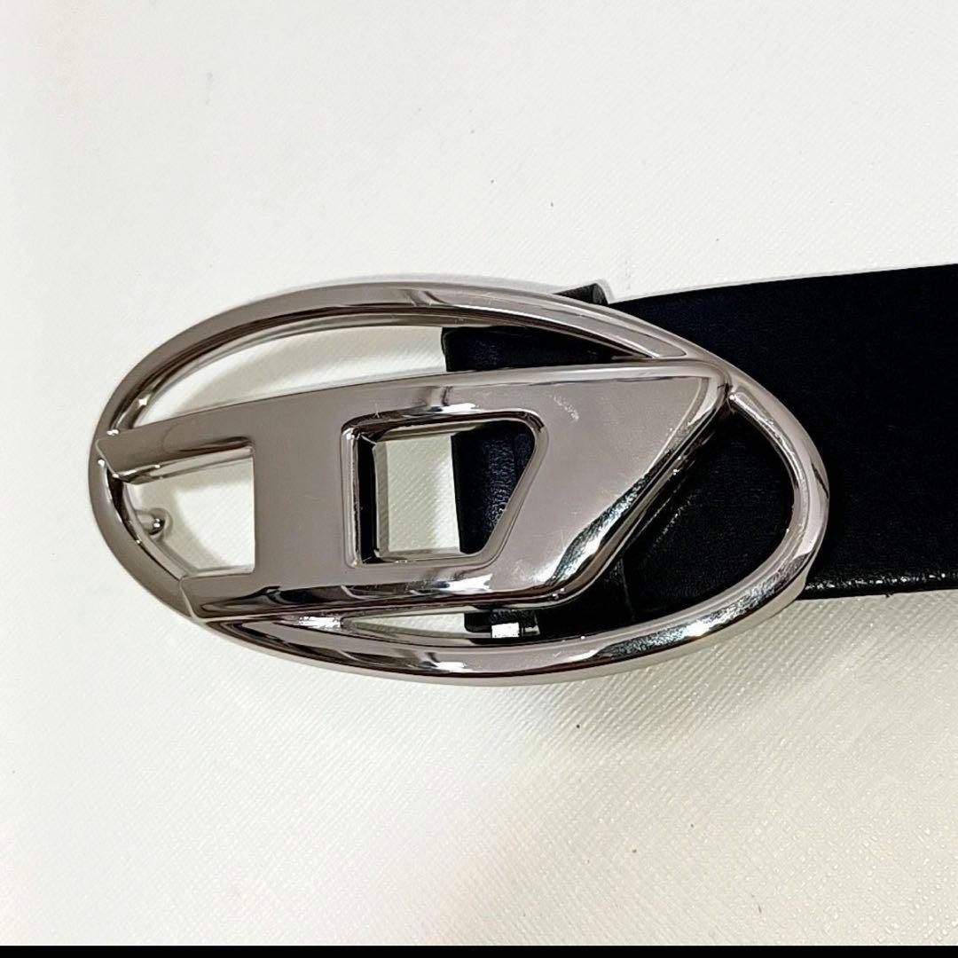【美品】DIESEL　ディーゼル　メタルDバックル　カウレザー　ベルト　ブラック