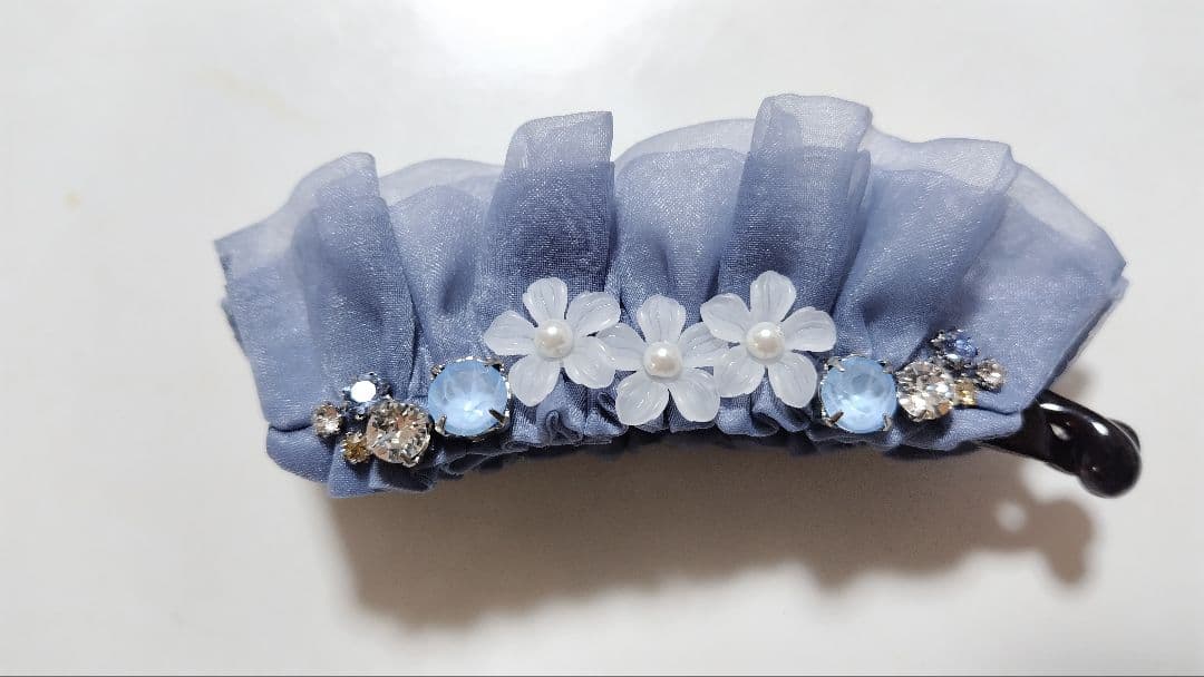 【新品同様】コンプレックスビズバナナクリップフラワーレースブルー