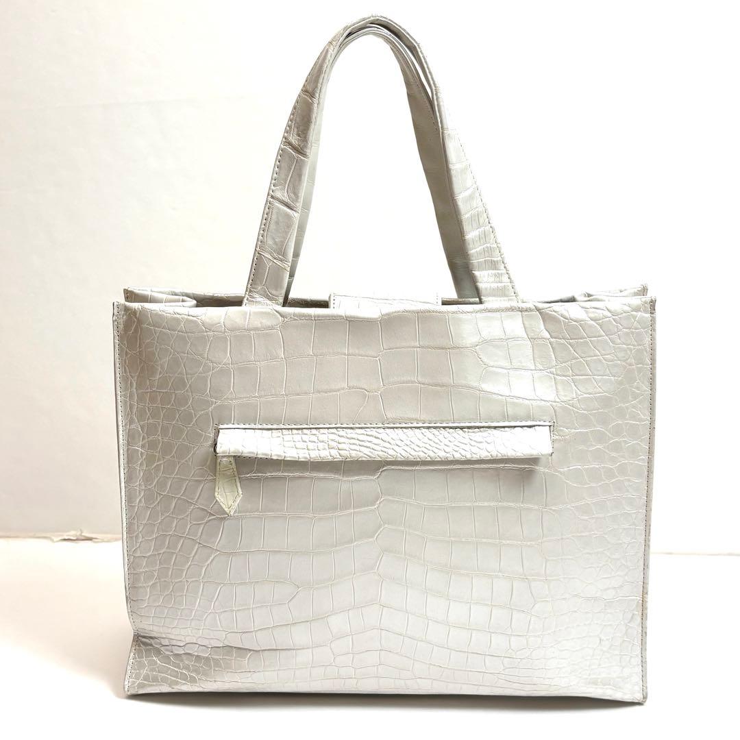 高級　ZAO ザオー　クロコハンドバッグ　パールホワイト　JRA認定