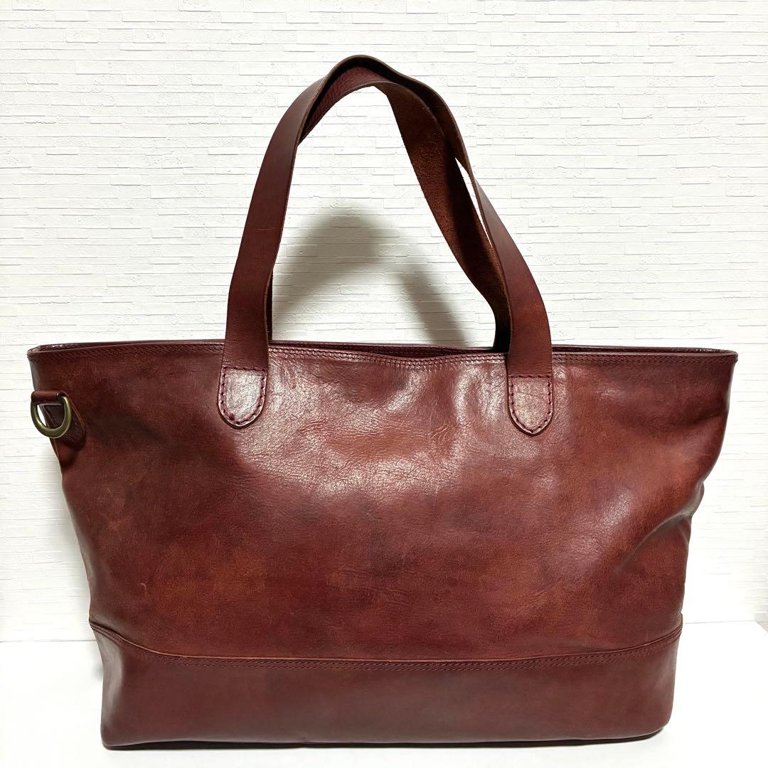 RYU トートバッグ ショルダーバッグ ブラウン 赤茶色 オールレザー 2way