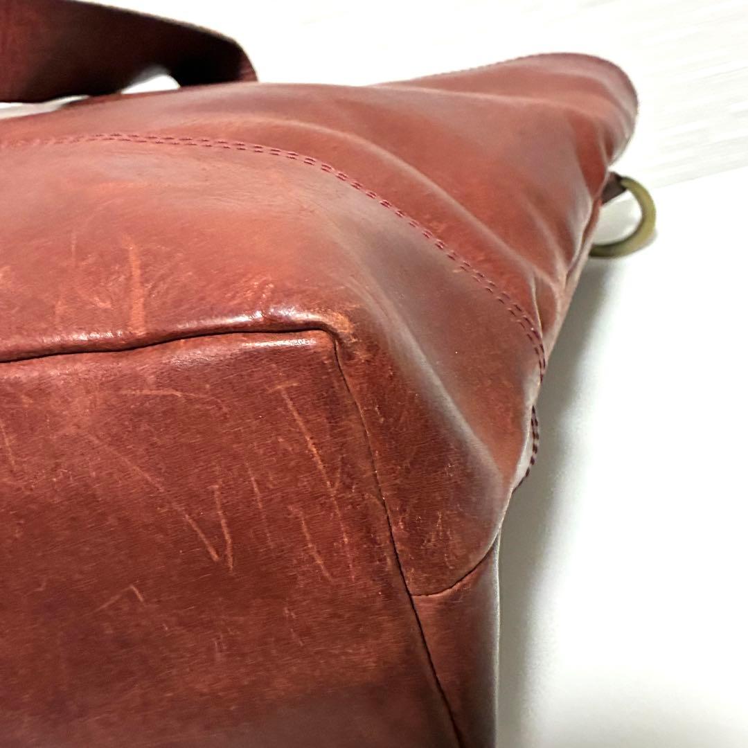 RYU トートバッグ ショルダーバッグ ブラウン 赤茶色 オールレザー 2way