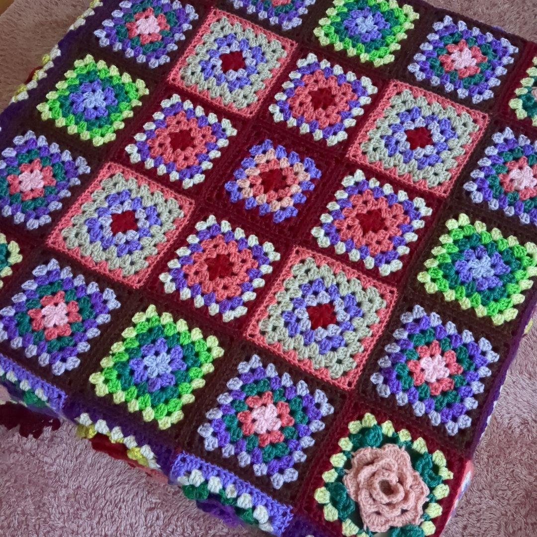 モチーフ編み マルチカバー大判 ベッド こたつ ソファーカバー ブランケット