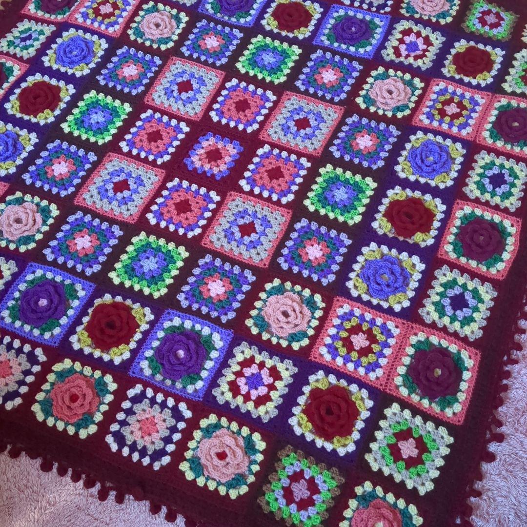 モチーフ編み マルチカバー大判 ベッド こたつ ソファーカバー ブランケット