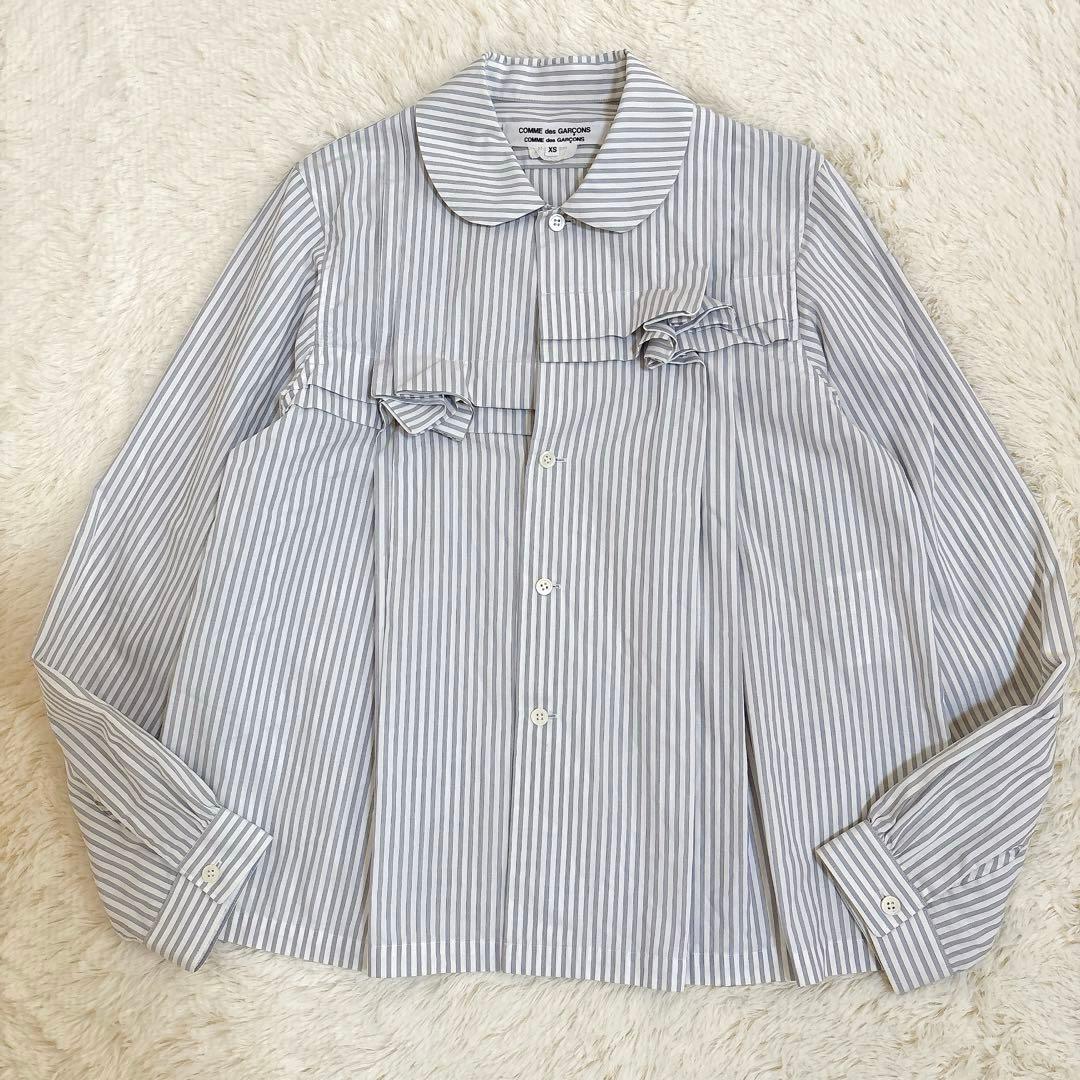 希少☆COMME des GARCONS ストライプ シャツ フリル 丸襟