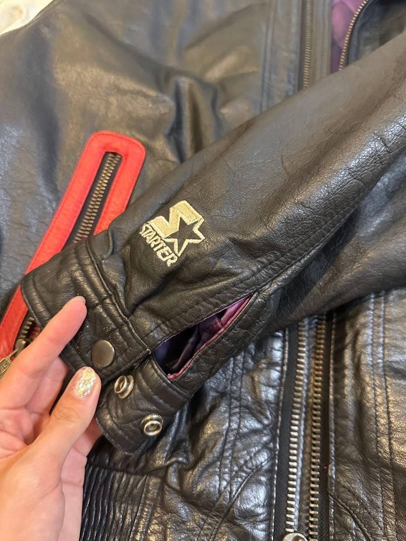 オ*オ様 【希少レア】スターター製　シカゴブルズレザージャケット　90s Lサイ