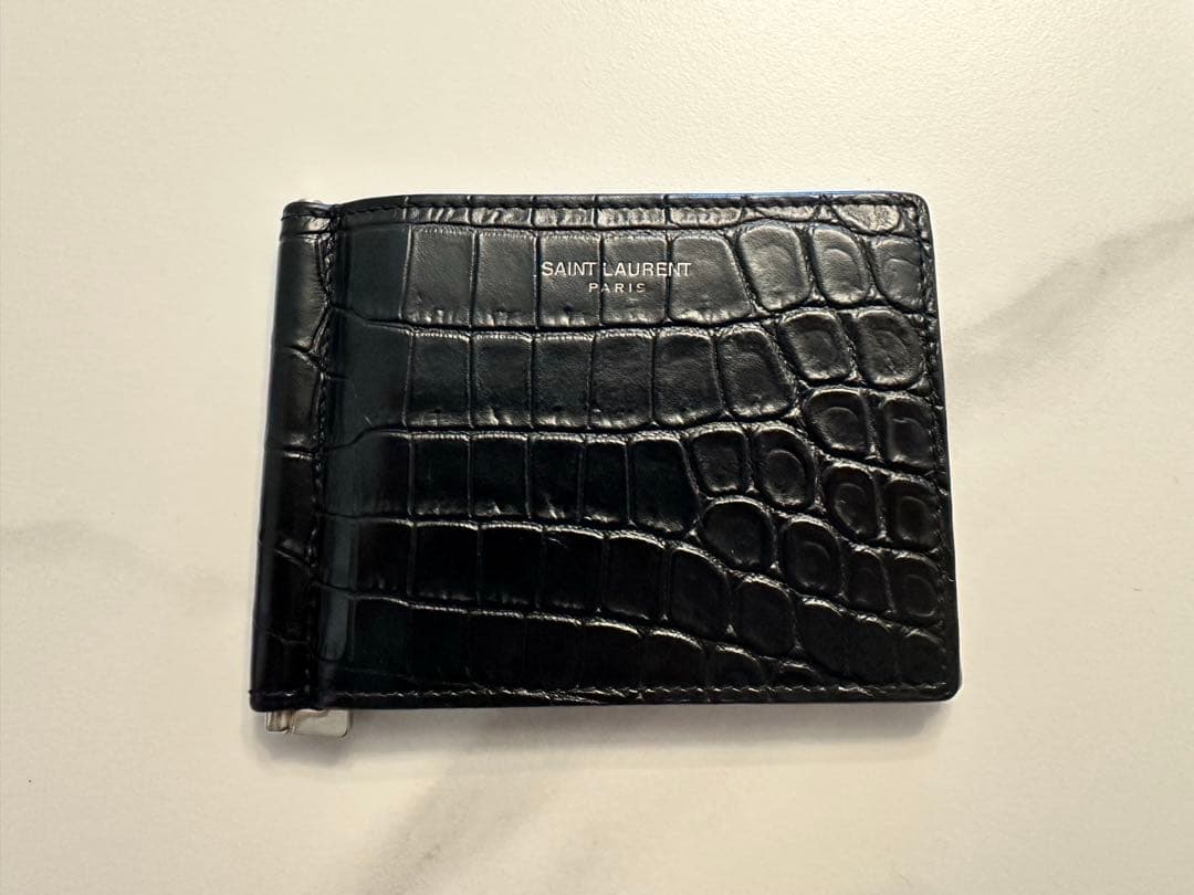 SAINT LAURENT クロコ型押し　レザー マネークリップ
