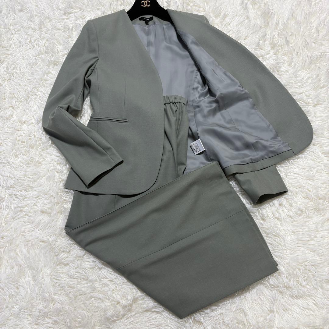 【極美品】セオリー セットアップ スーツ ノーカラー SAXONY ウエストゴム