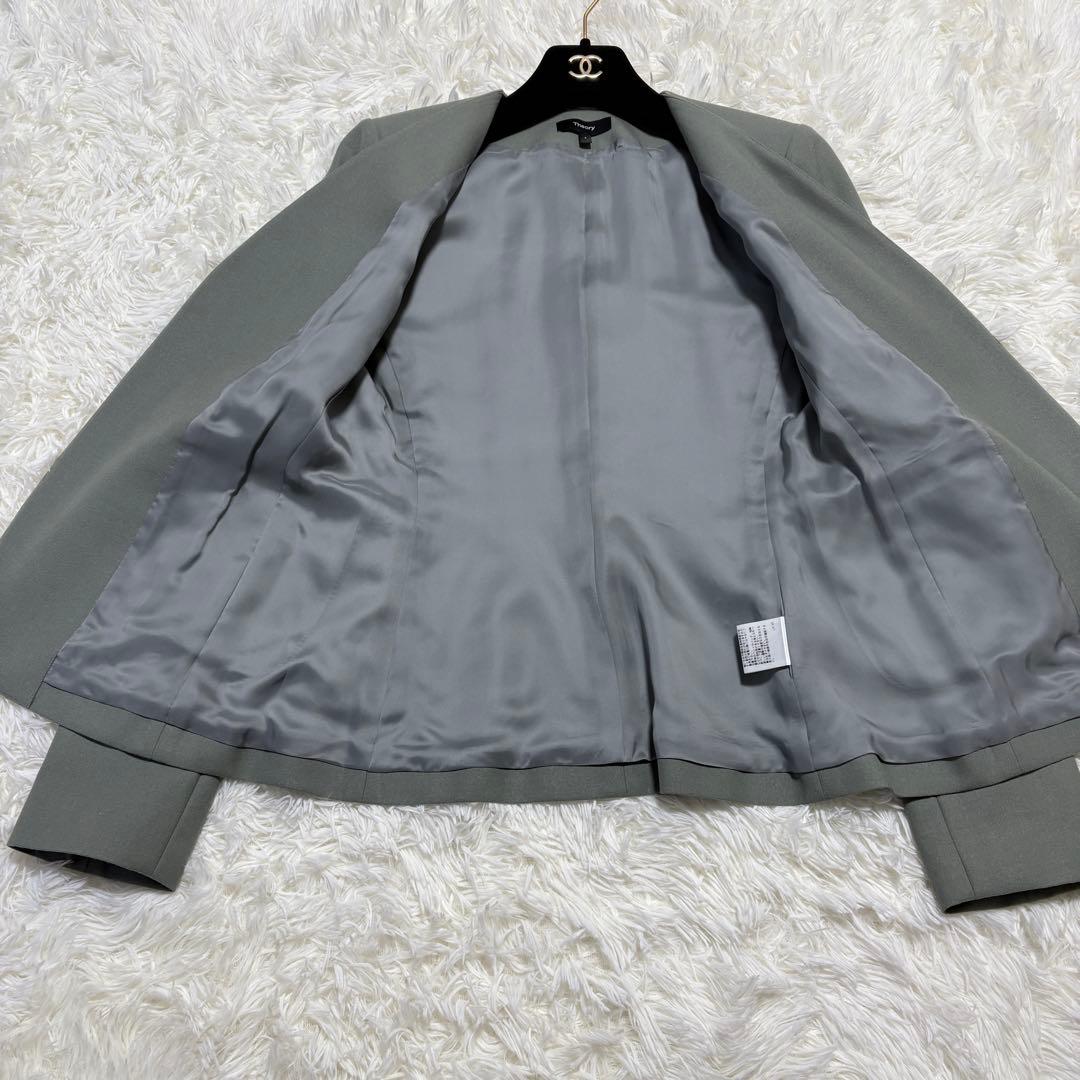 【極美品】セオリー セットアップ スーツ ノーカラー SAXONY ウエストゴム