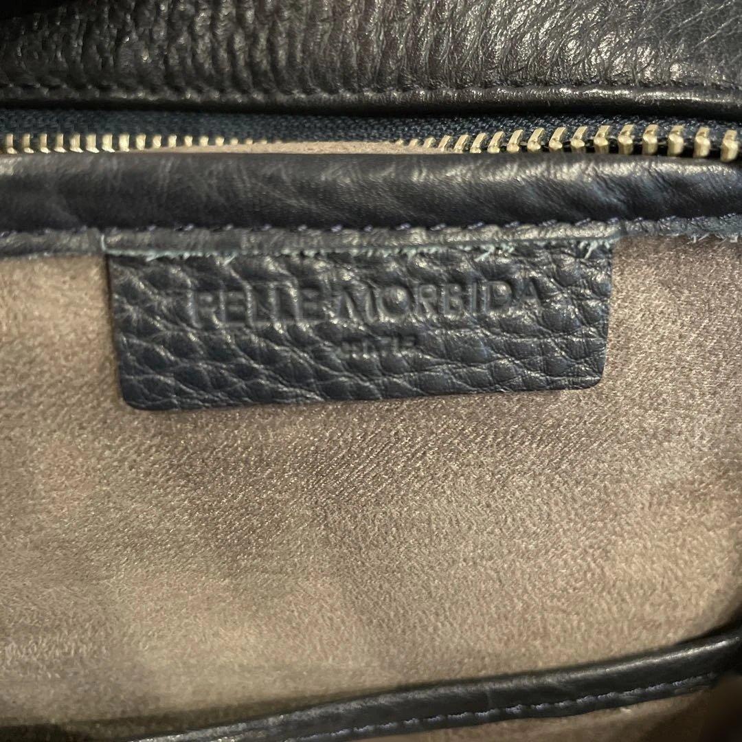 ロマの日常様　暗い　ネイビー　レザー ビジネスバッグ　pelle morbida