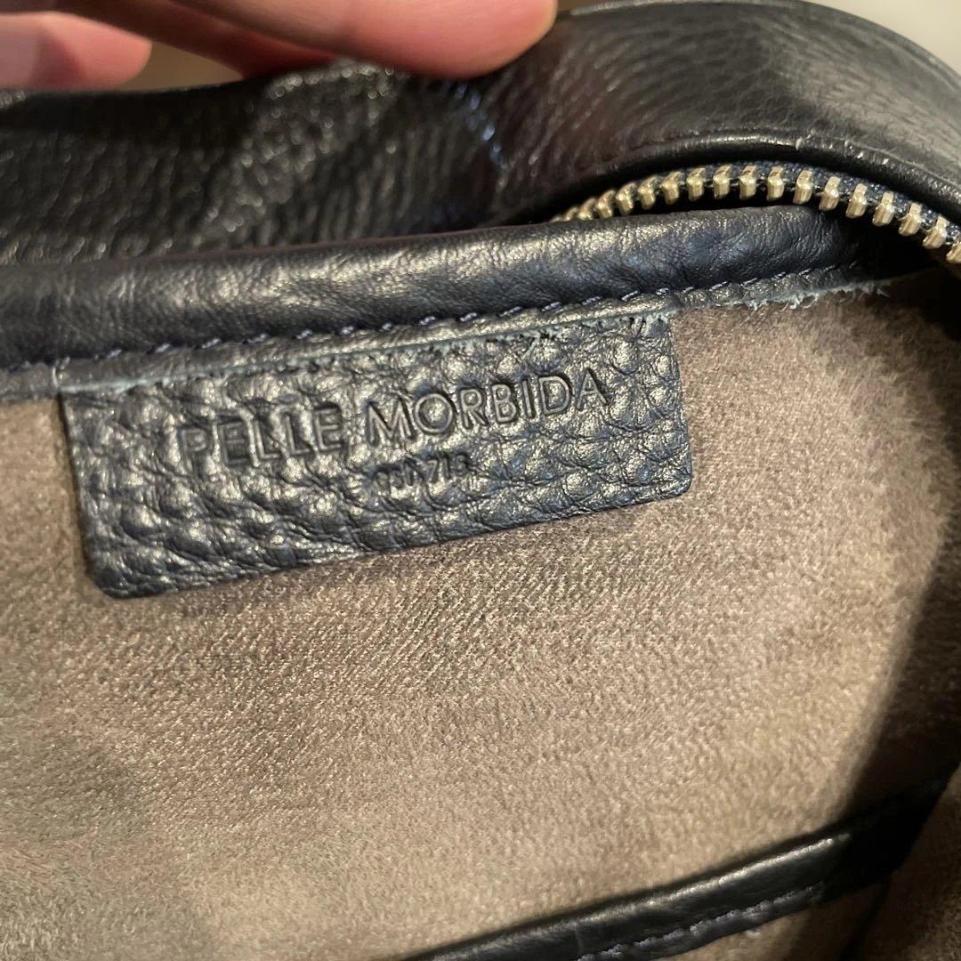 ロマの日常様　暗い　ネイビー　レザー ビジネスバッグ　pelle morbida