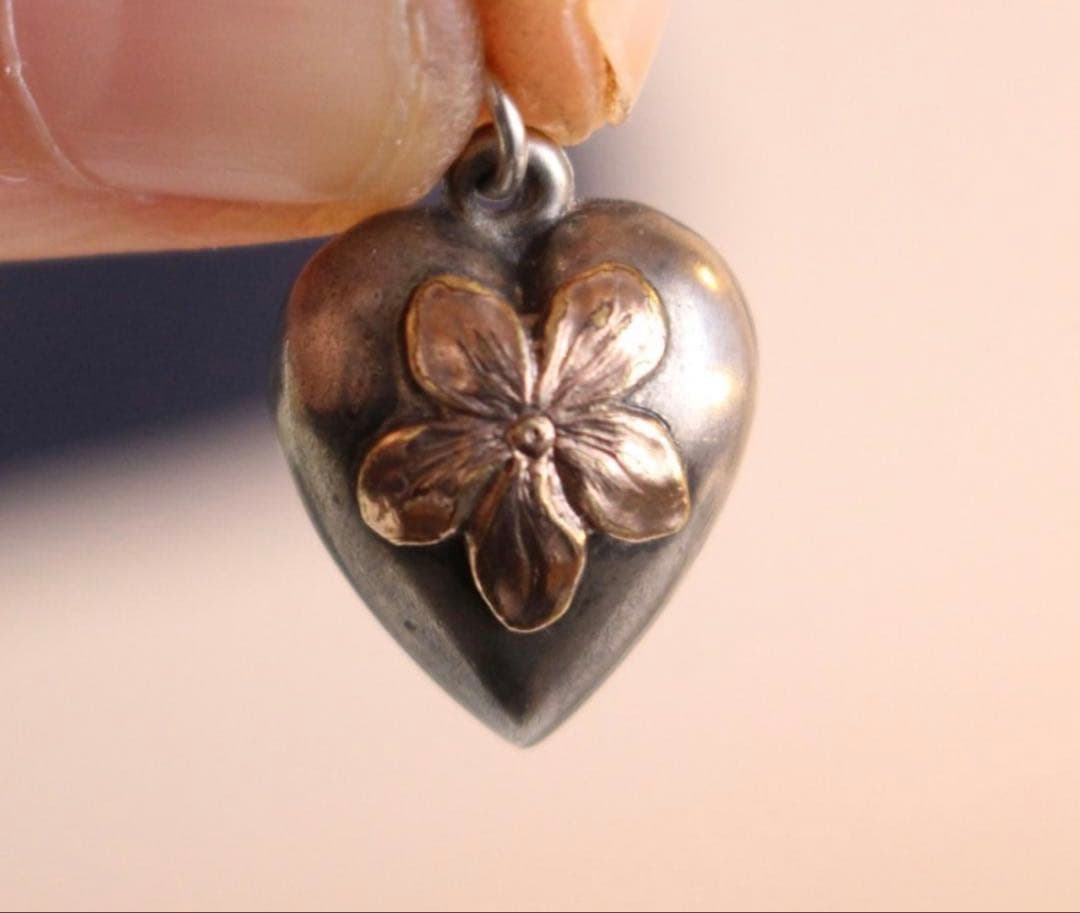 40s　スウィートハートジュエリー　WW2　シルバー　ゴールド　勿忘草　ぷくぷく