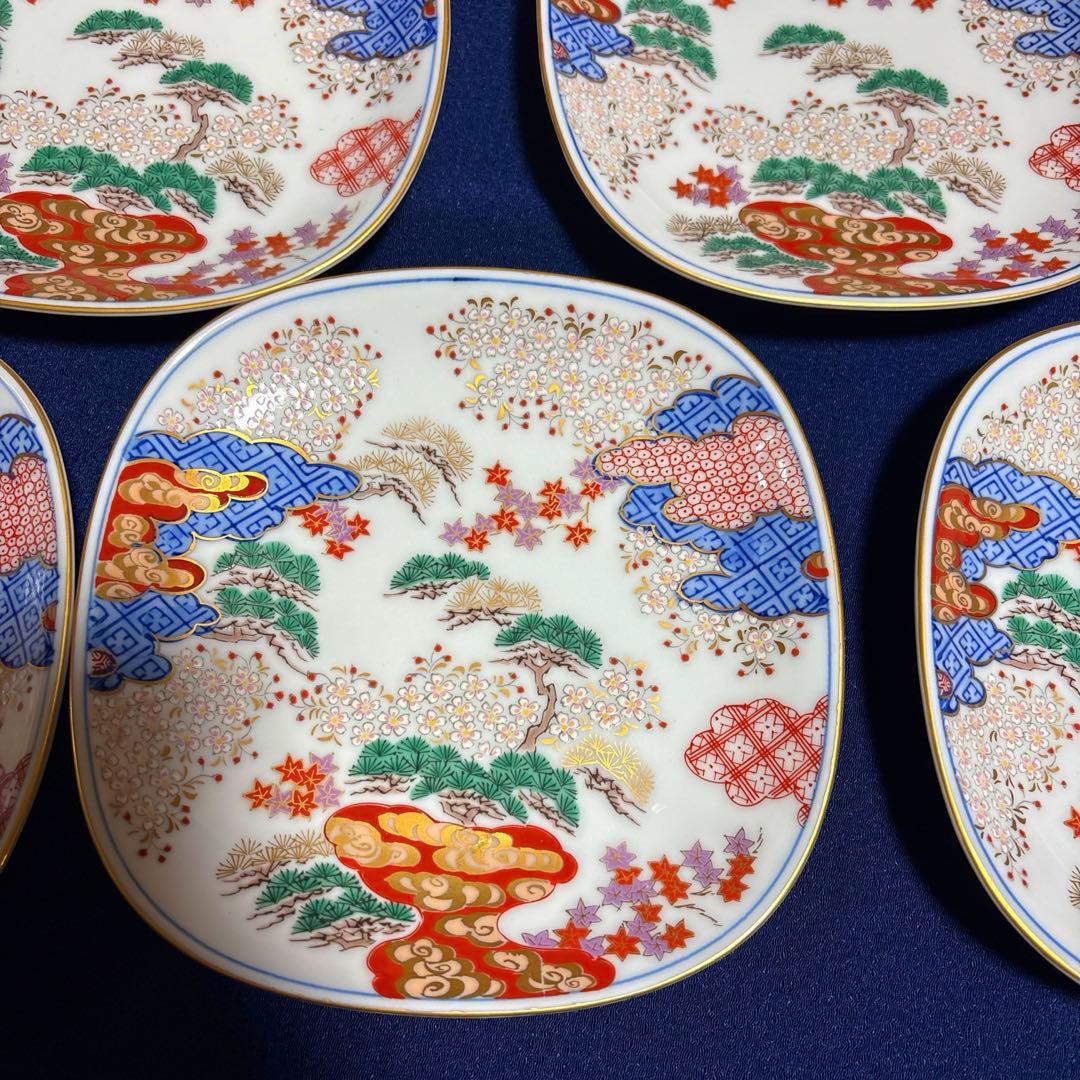 其泉　染錦　春秋文　銘々皿5枚⭐️未使用
