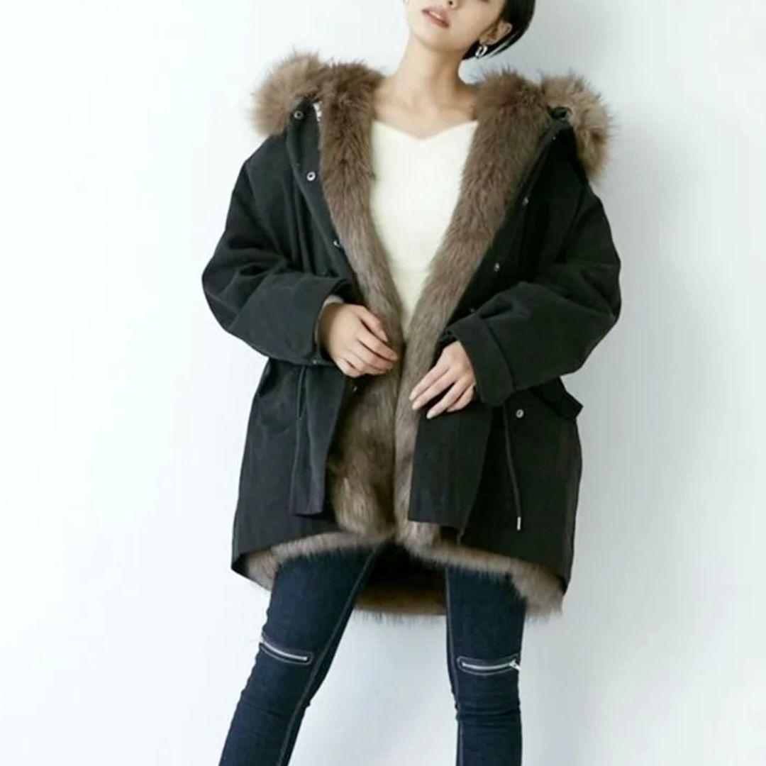 GYDA N3B エコファーアウター　ブラック　黒　完売色　フード　ビッグフード