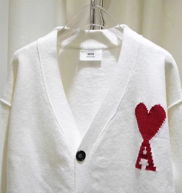 AMI PARIS ホワイト カーディガン 男女兼用 M