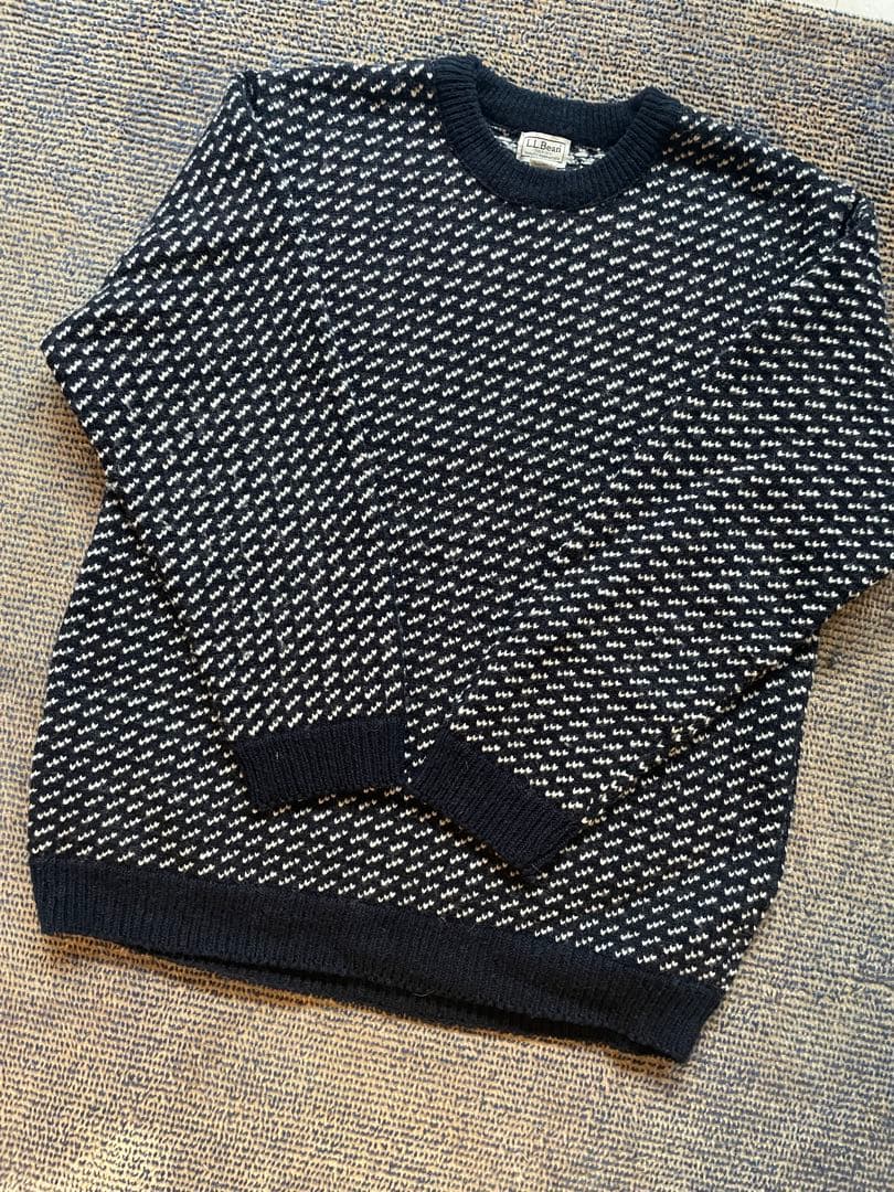 80s L.L.Bean バーズアイニットセーター X-LARGE 在原みゆ紀