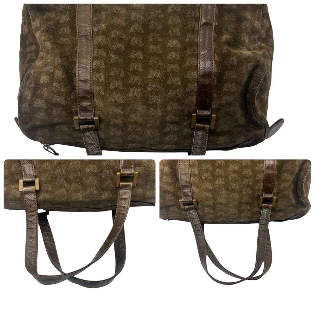 ボッテガヴェネタ スエード レザー ボストンバッグ ブラウン ヴィンテージ