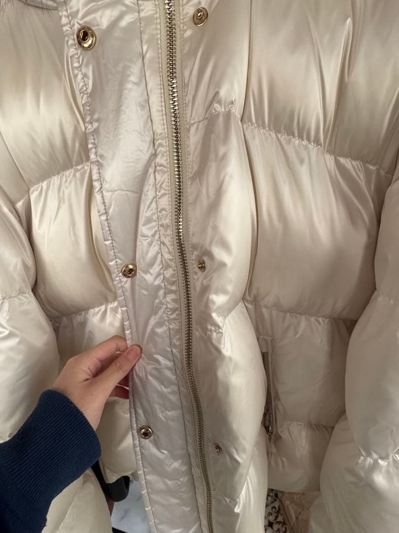 マイケルコース オフホワイトダウンジャケット ファー付きフード