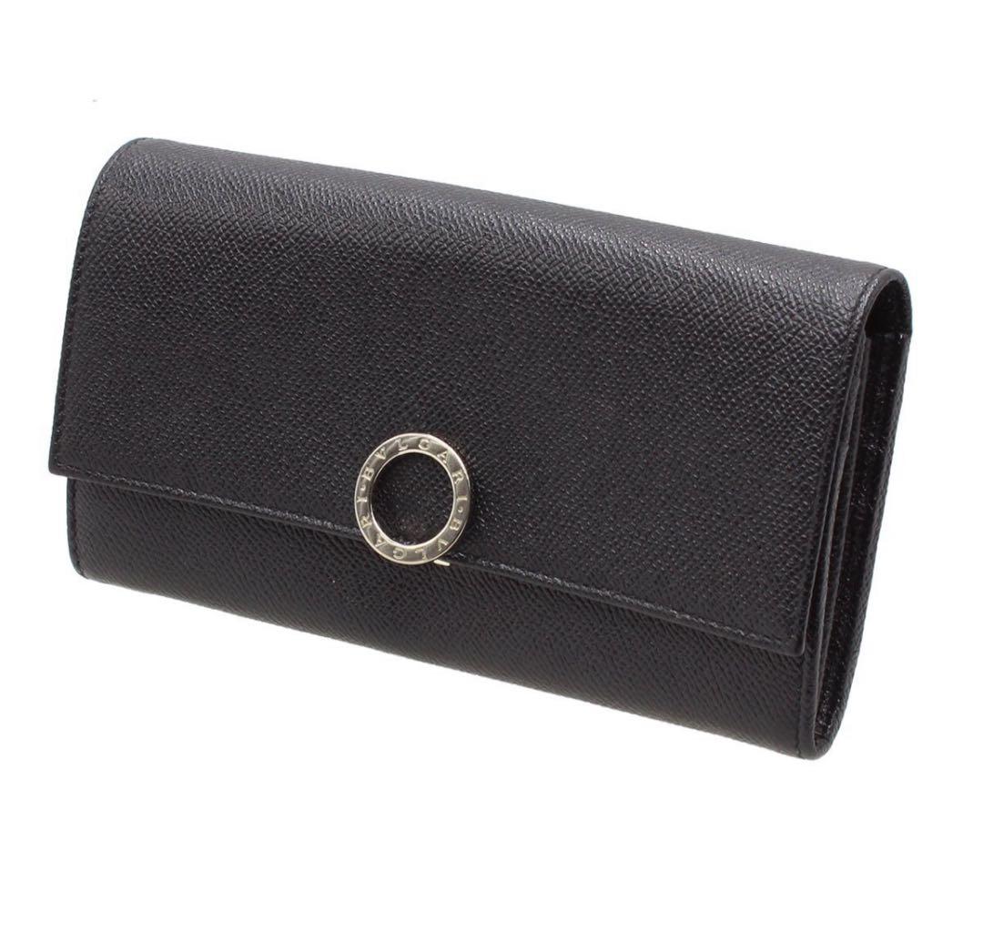 Q2695 美品 ブルガリ BB ロゴクリップ レザー 二つ折長財布