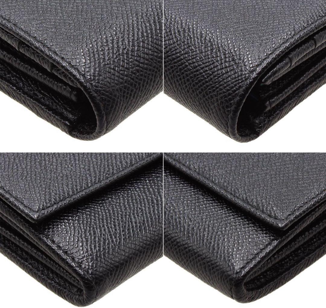 Q2695 美品 ブルガリ BB ロゴクリップ レザー 二つ折長財布