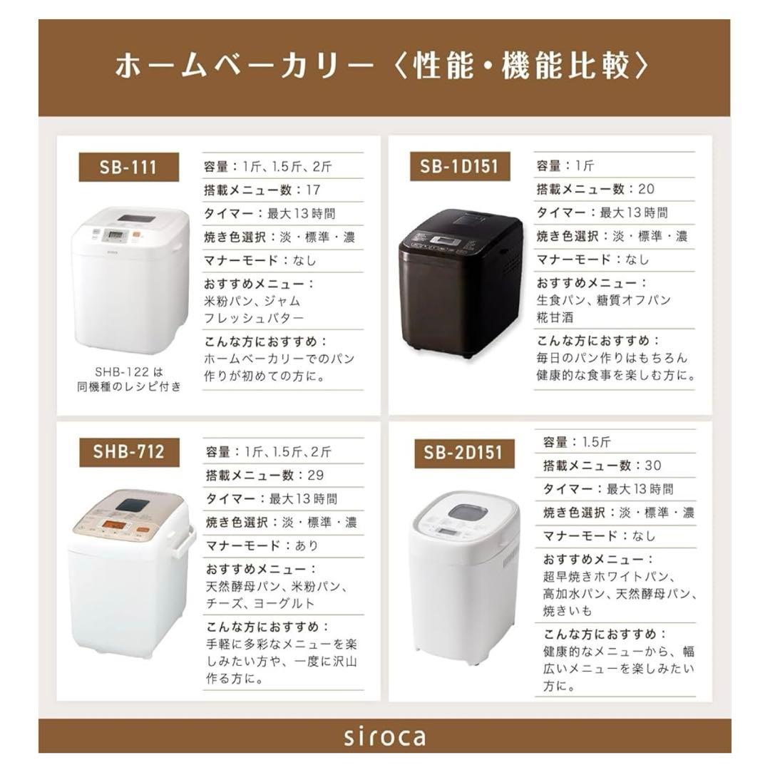 2025年製　シロカ 全自動ホームベーカリー SB-111 ホワイト