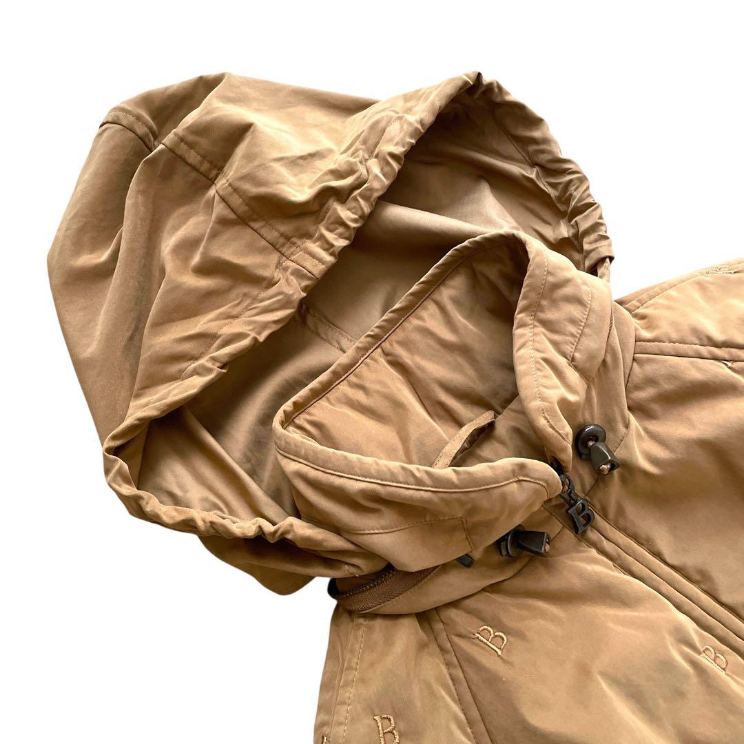 美品 90sヴィンテージ Burberry ロゴ総柄 中綿入り コート フード付