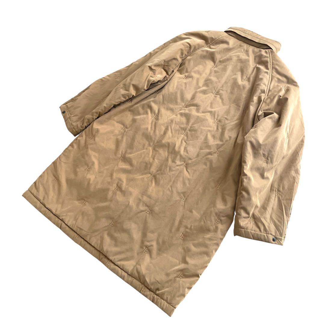 美品 90sヴィンテージ Burberry ロゴ総柄 中綿入り コート フード付
