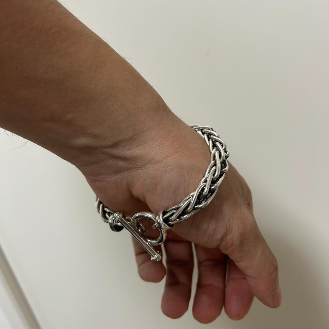 メキシコ タスコ製 シルバー925 編み込みチェーンブレスレット マンテル