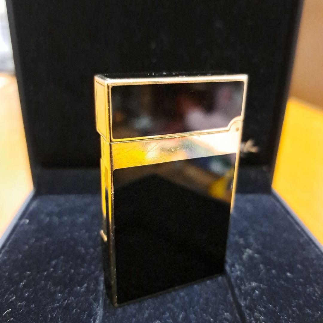 ◇美品デュポンライター、ライン2、純正黒漆、ブラックゴールド◇