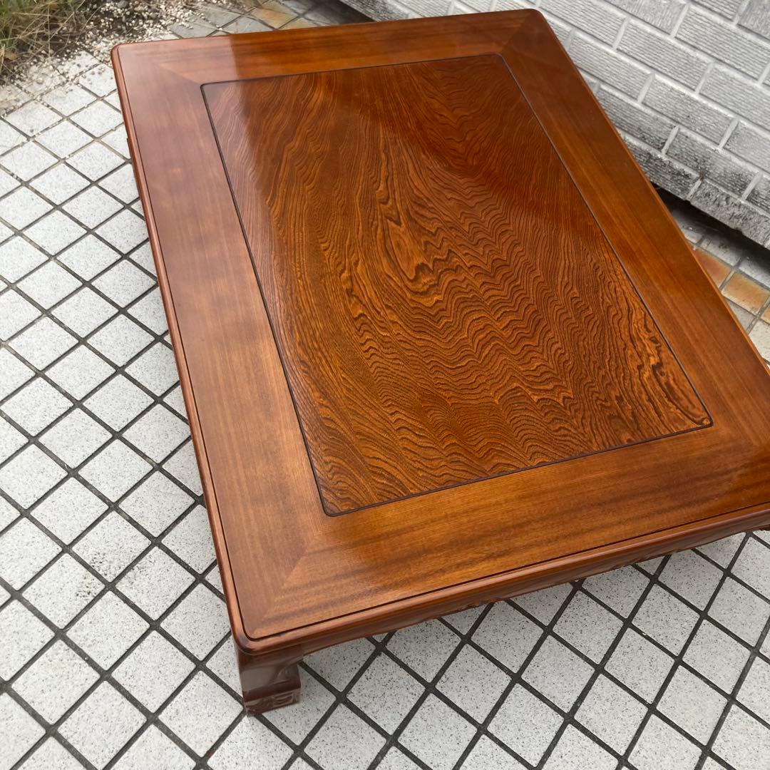 昭和レトロ 古家具 欅 木製テーブル 大型座卓 センターテーブル ローテーブル