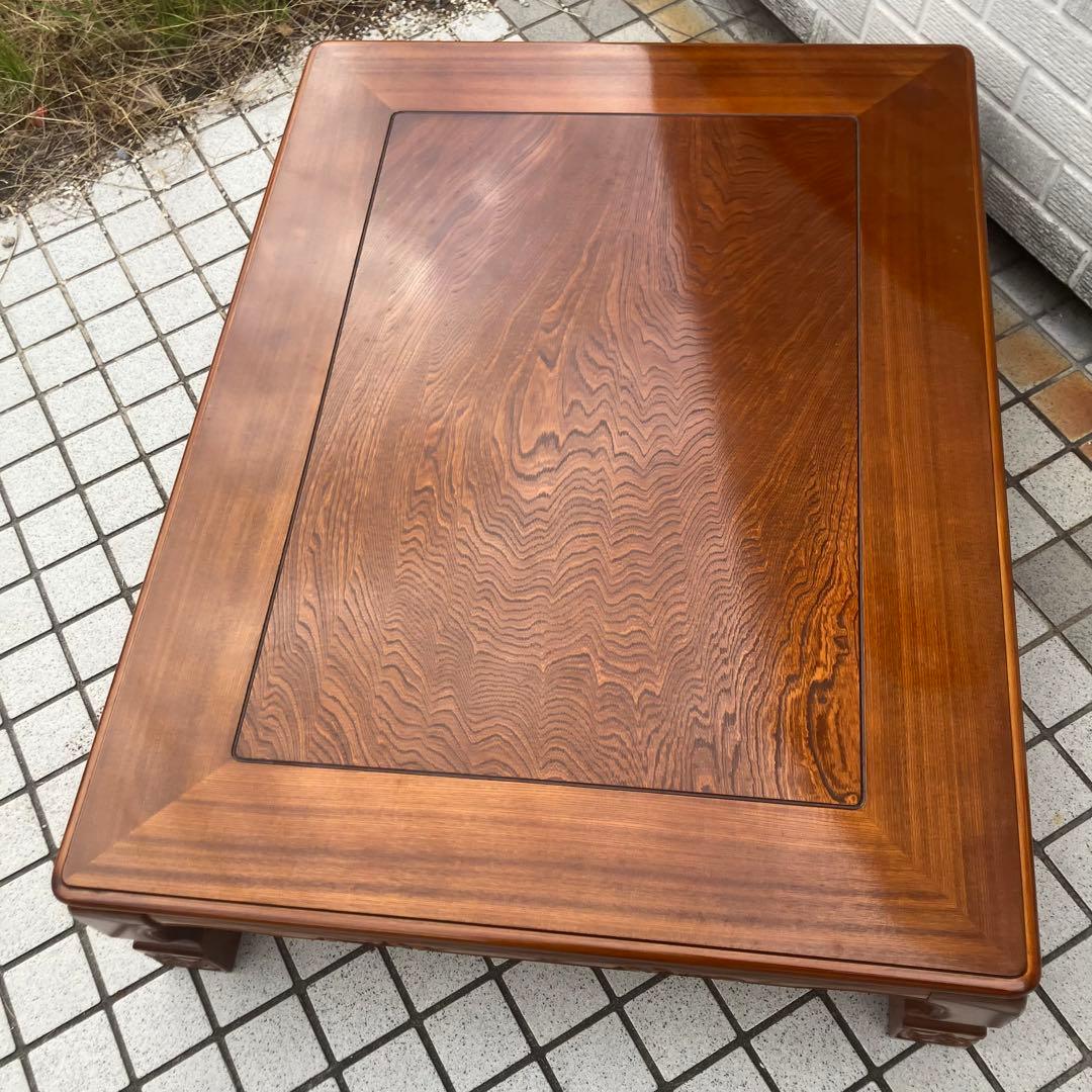 昭和レトロ 古家具 欅 木製テーブル 大型座卓 センターテーブル ローテーブル