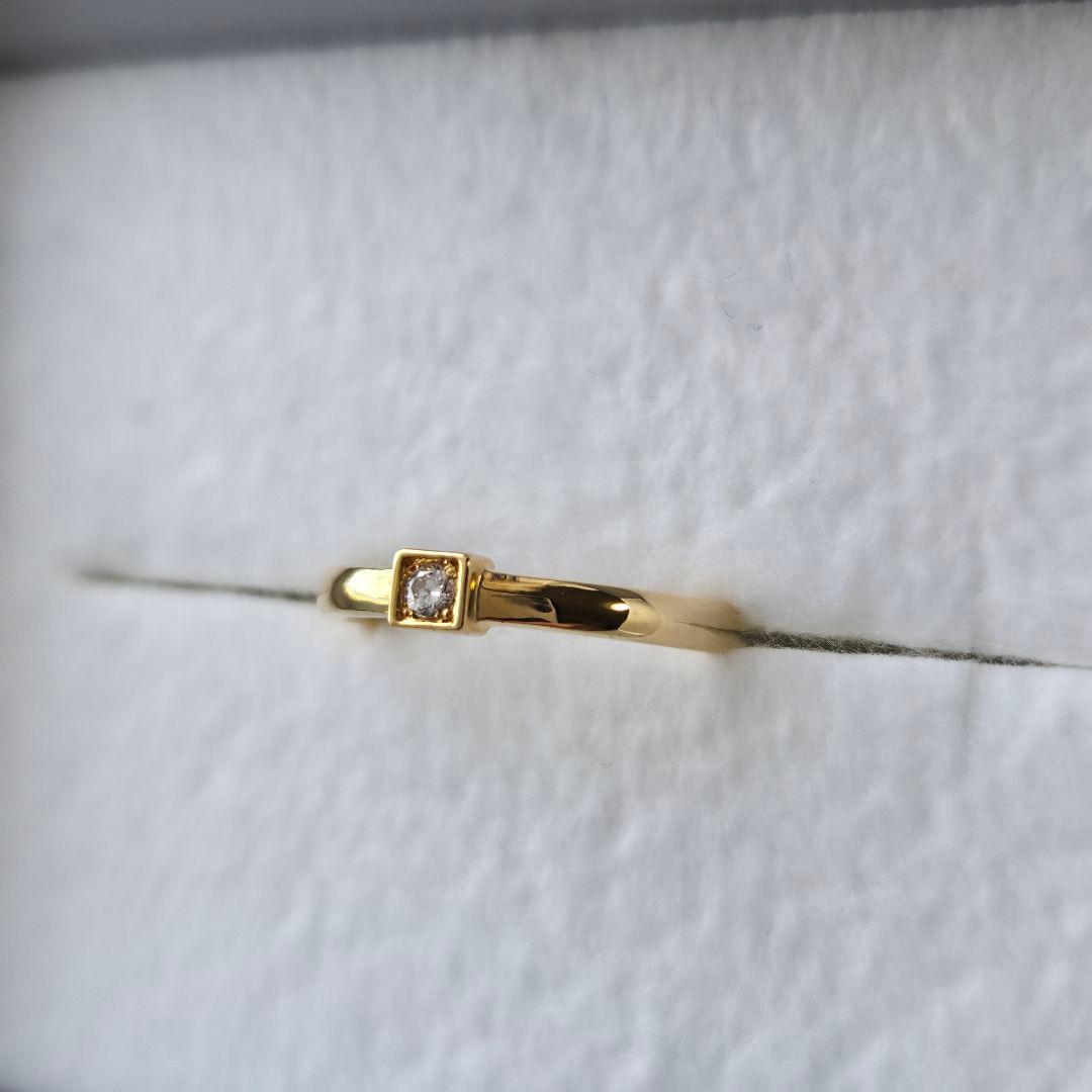 わ*読様 【新品】K18　スクエア　ダイヤモンド　リング　　イエローゴールド　0