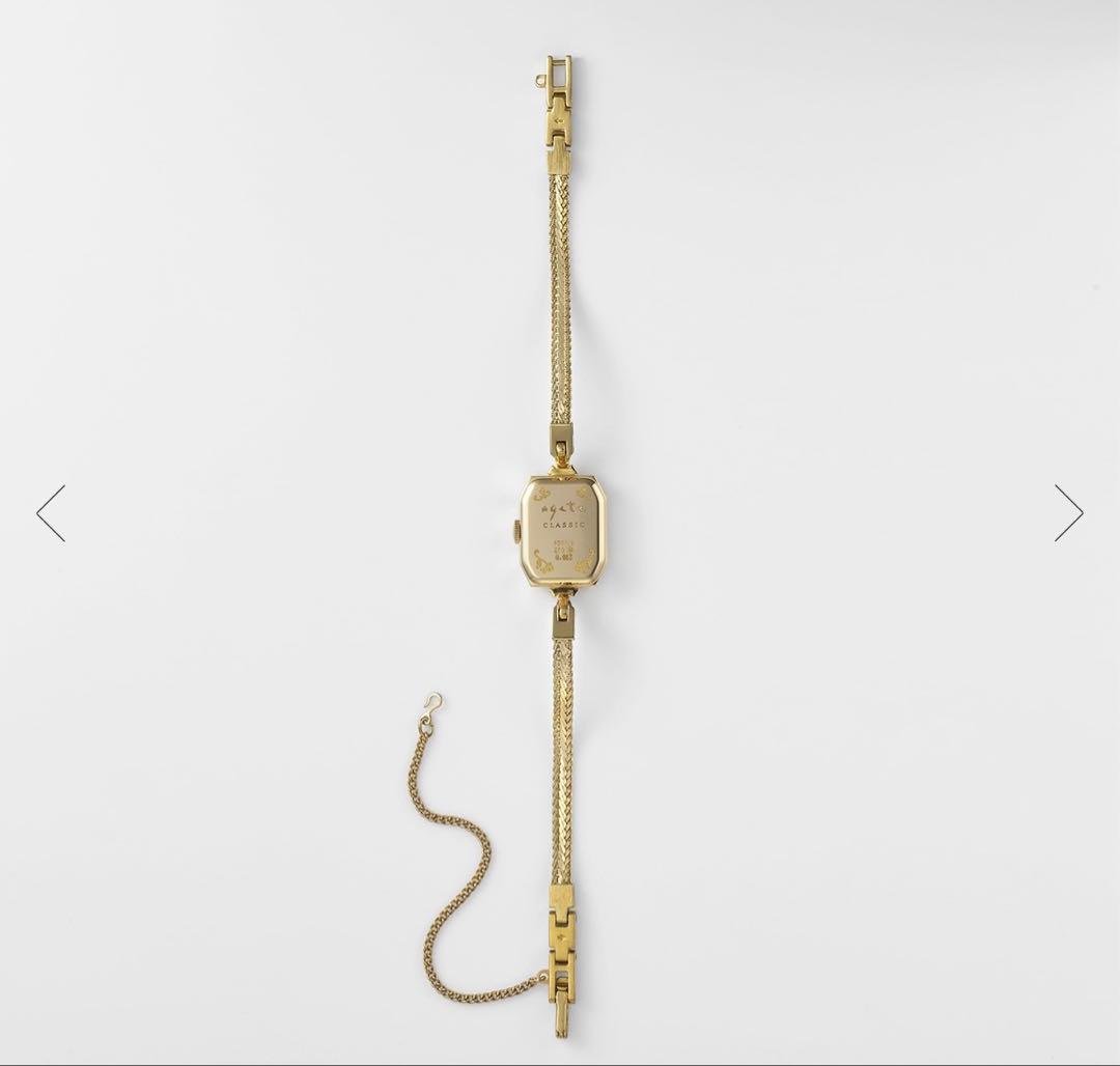 agete ゴールド スクエアフェイス ジュエリーウォッチ　アガットクラシック