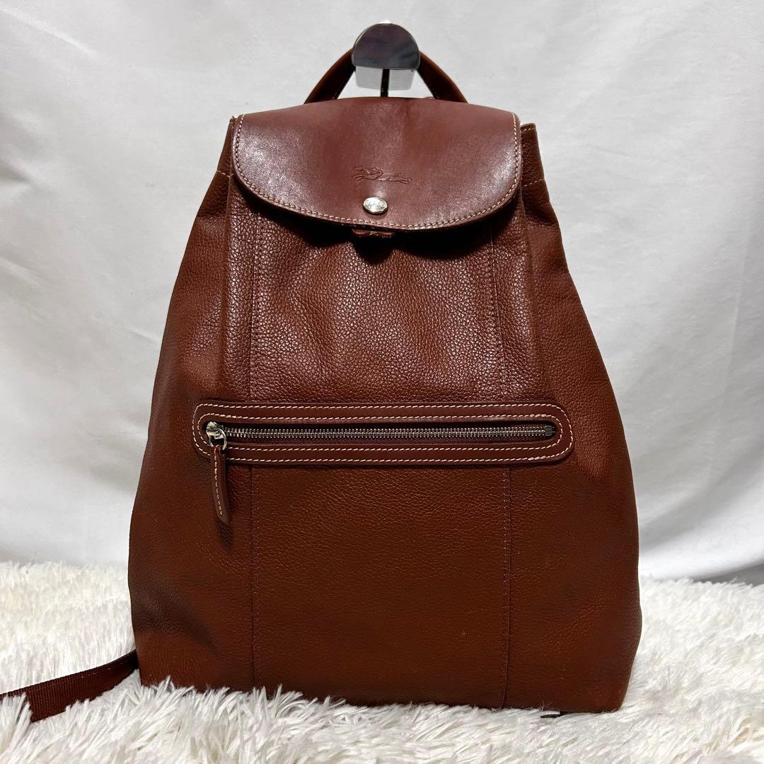 LONGCHANP オールレザー　リュック　デイパック　フローネ　ブラウン