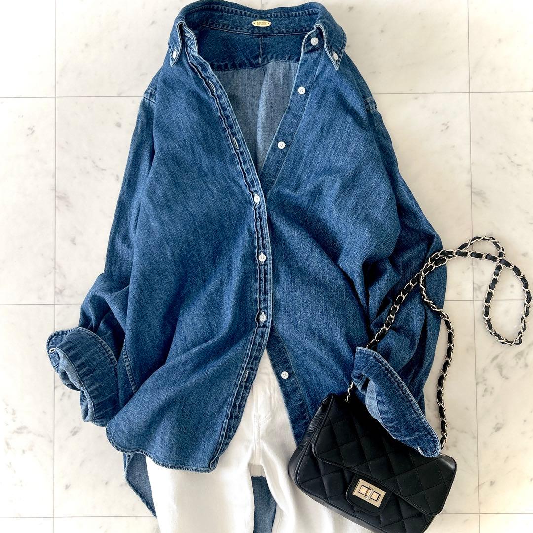 美品 MUSE ドゥーズィエムクラス コットン デニムシャツ ボタンダウン