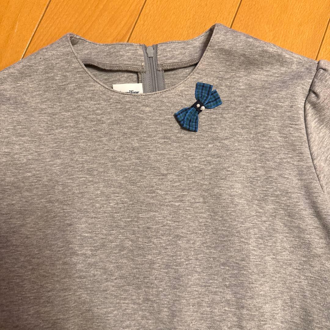 半袖ワンピース グレーと青のチェック