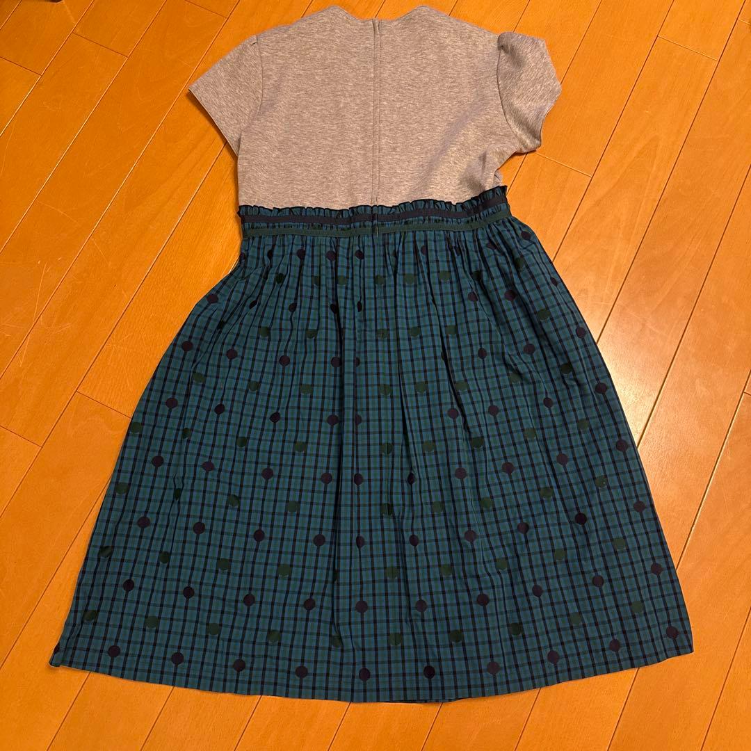 半袖ワンピース グレーと青のチェック