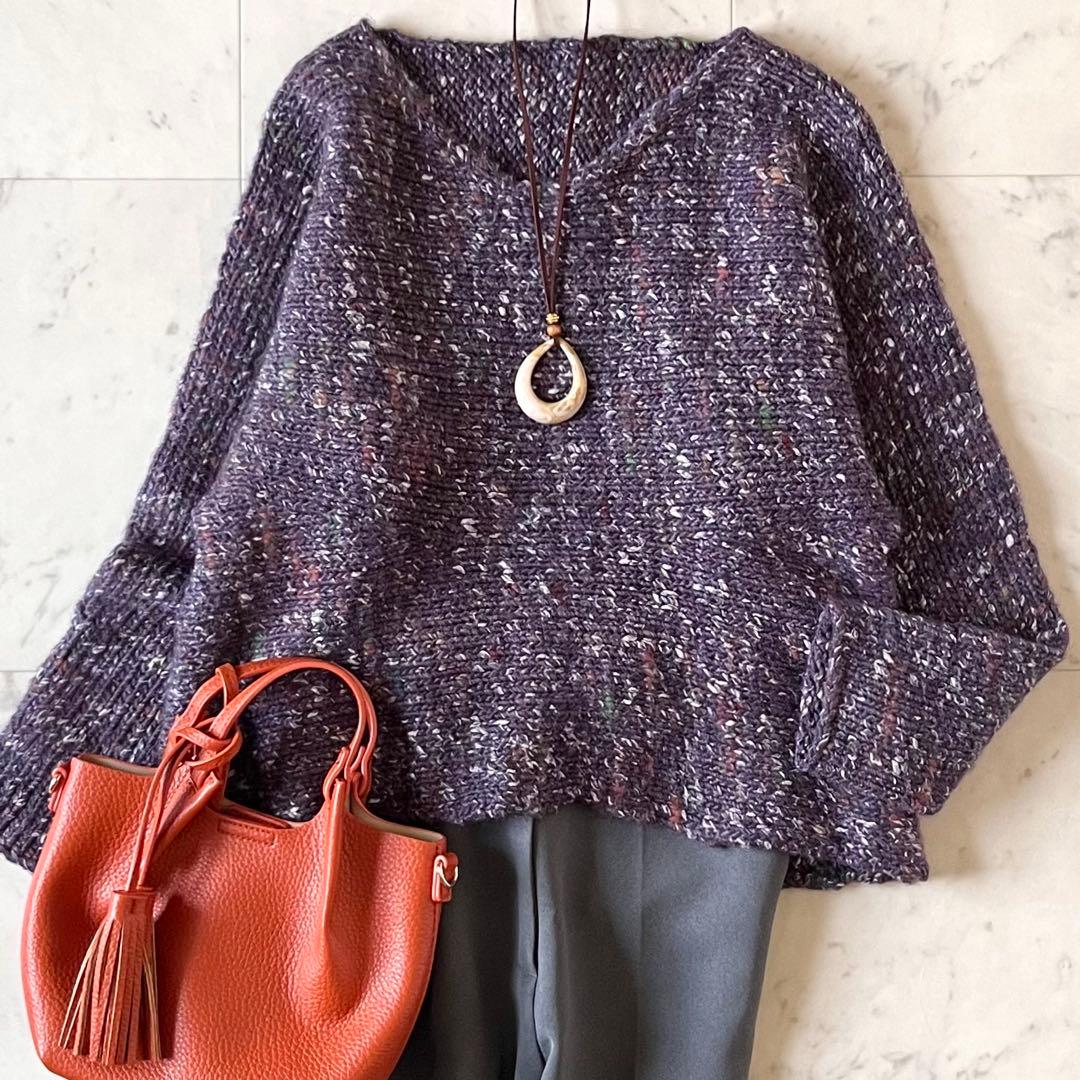 美品＊ヨーガンレール ウールアルパカシルクニットプルオーバー M パープル系