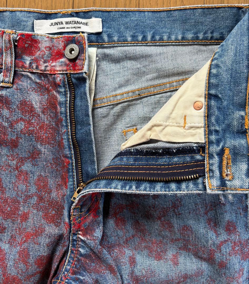 ジュンヤワタナベ　コムデギャルソン　デニム　ジーンズ　ペイント　ダメージ