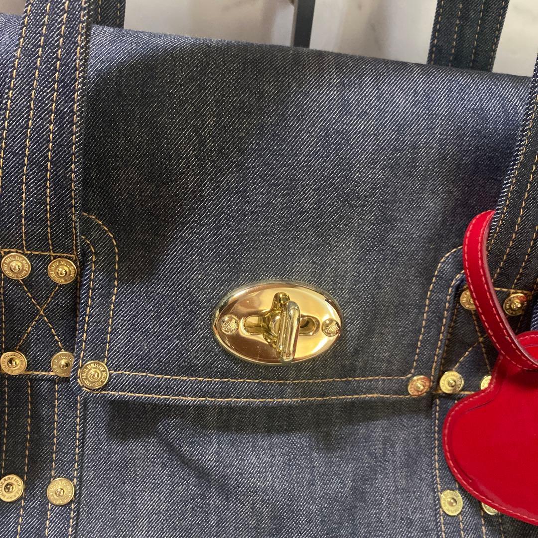Mulberry ボストンバッグ ハンドバッグ ハート デニム地 紺